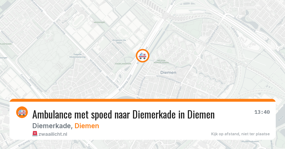 Ambulance met spoed naar Diemerkade in Diemen — 29 jun 2026
