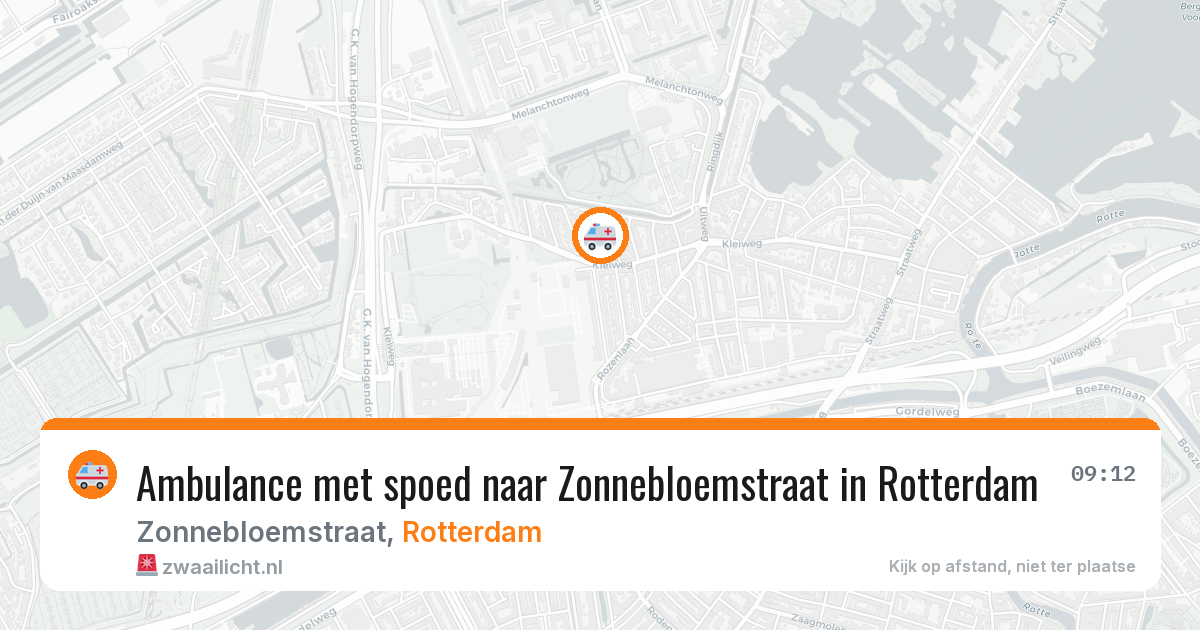 Ambulance met spoed naar Zonnebloemstraat in Rotterdam — 8 aug 2026