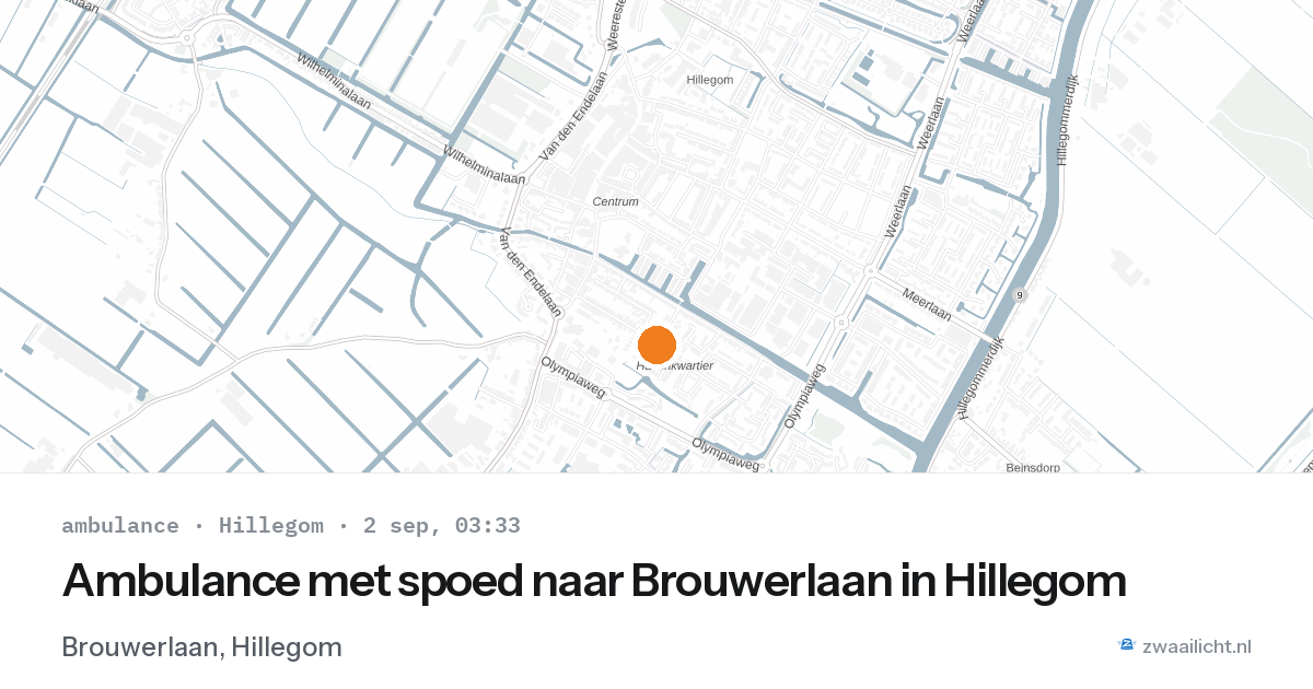 Ambulance met spoed naar Brouwerlaan in Hillegom — 2 sep 2026