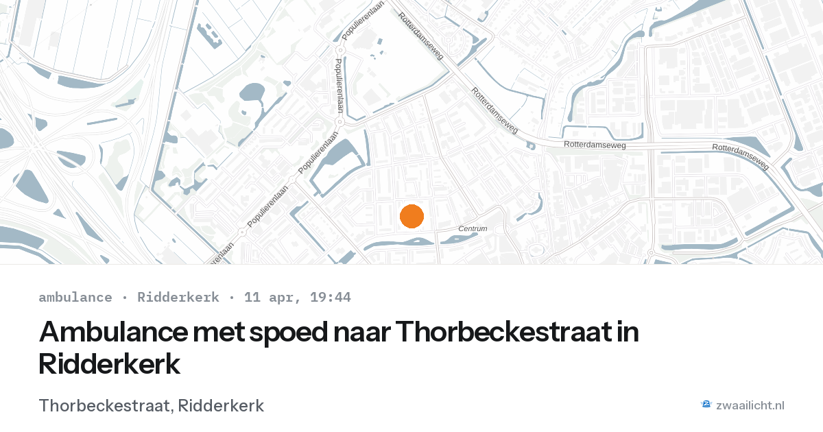 Ambulance met spoed naar Thorbeckestraat in Ridderkerk — 11 apr 2026