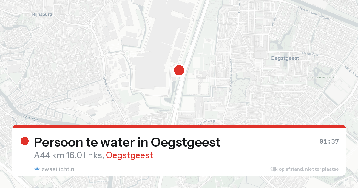 Persoon te water in Oegstgeest — 19 aug 2026
