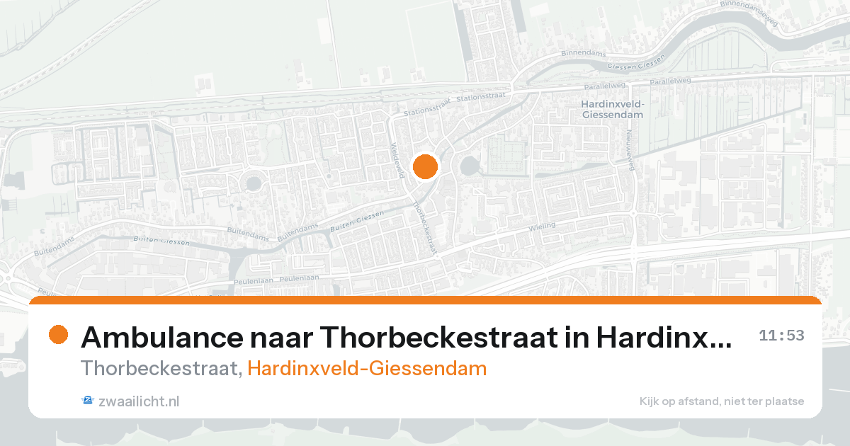 Ambulance naar Thorbeckestraat in Hardinxveld-Giessendam — 22 aug 2026