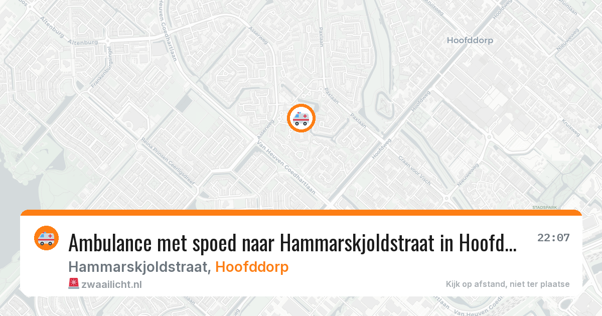 Ambulance met spoed naar Hammarskjoldstraat in Hoofddorp — 20 apr 2026