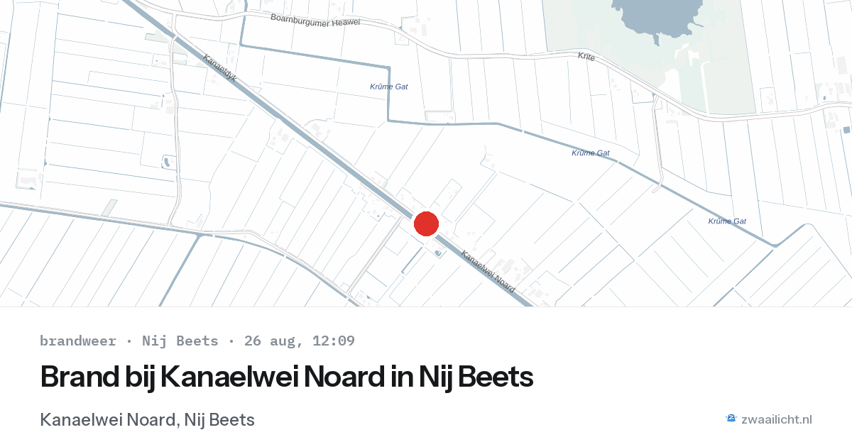 Brand bij Kanaelwei Noard in Nij Beets — 26 aug 2026