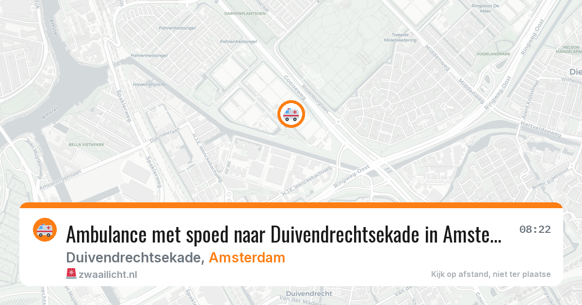 Ambulance met spoed naar Duivendrechtsekade in Amsterdam — 13 aug 2026