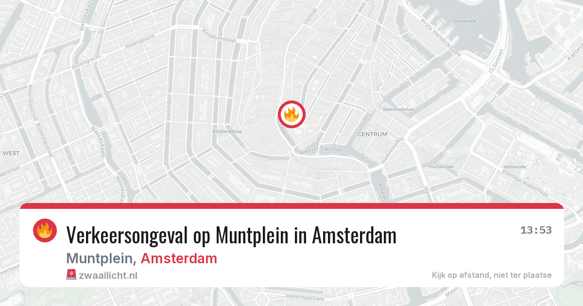 Verkeersongeval op Muntplein in Amsterdam — 14 aug 2026