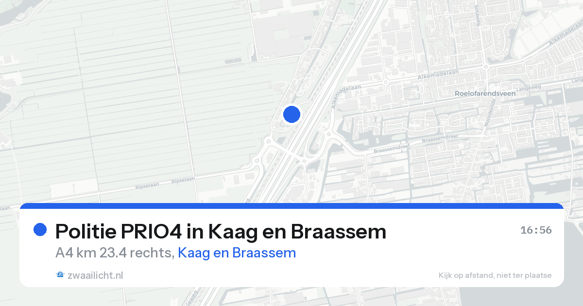Politie PRIO4 in Kaag en Braassem — 12 aug 2026 | 🚨 Zwaailicht.nl