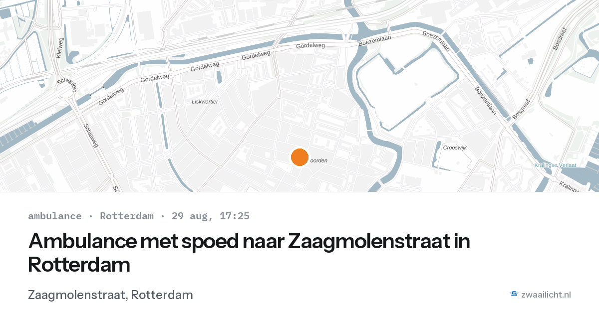 Ambulance met spoed naar Zaagmolenstraat in Rotterdam — 29 aug 2026