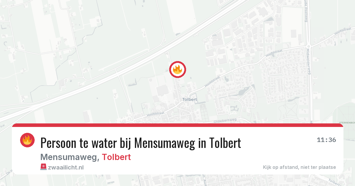 Persoon te water bij Mensumaweg in Tolbert — 6 aug 2026