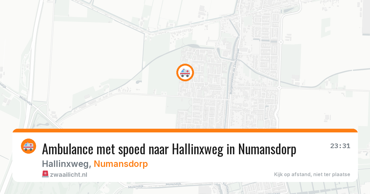 Ambulance met spoed naar Hallinxweg in Numansdorp — 17 mei 2026