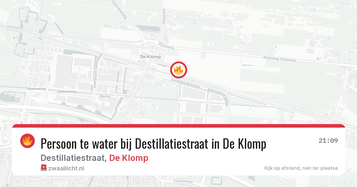 Persoon te water bij Destillatiestraat in De Klomp — 19 mrt 2026