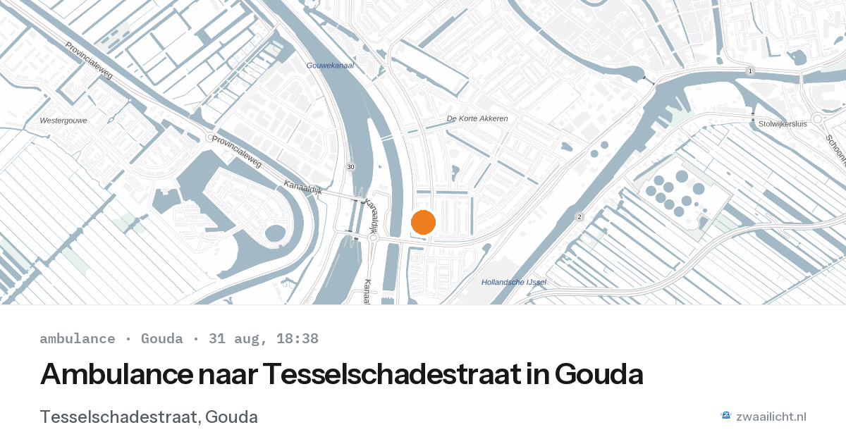 Ambulance naar Tesselschadestraat in Gouda — 31 aug 2026