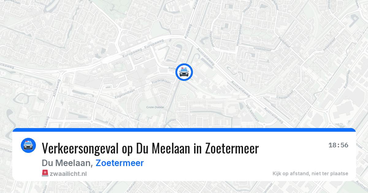 Verkeersongeval op Du Meelaan in Zoetermeer — 6 aug 2026
