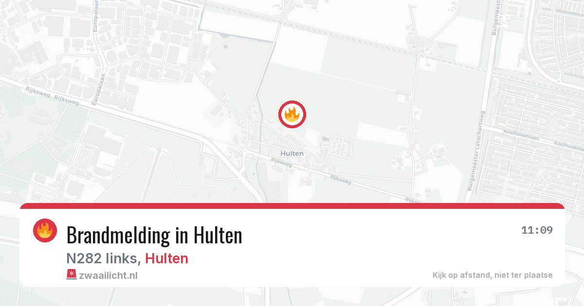 Brandmelding in Hulten — 22 jun 2026