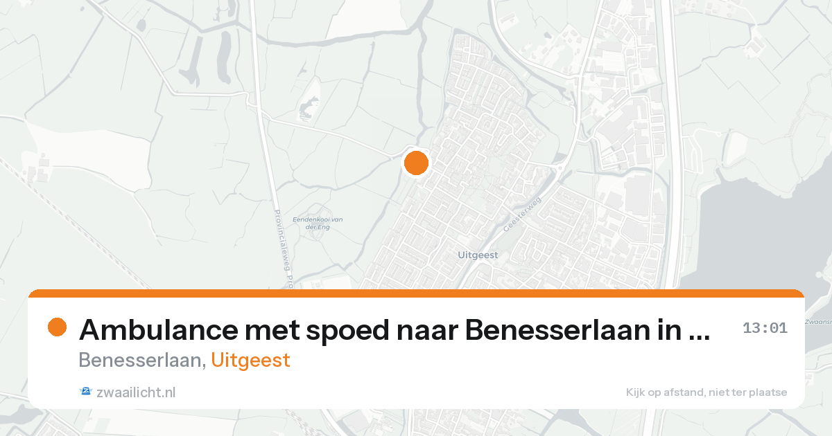 Ambulance met spoed naar Benesserlaan in Uitgeest — 23 aug 2026