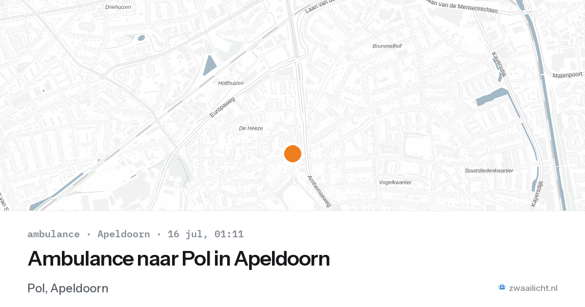 Ambulance naar Pol in Apeldoorn — 15 jul 2026