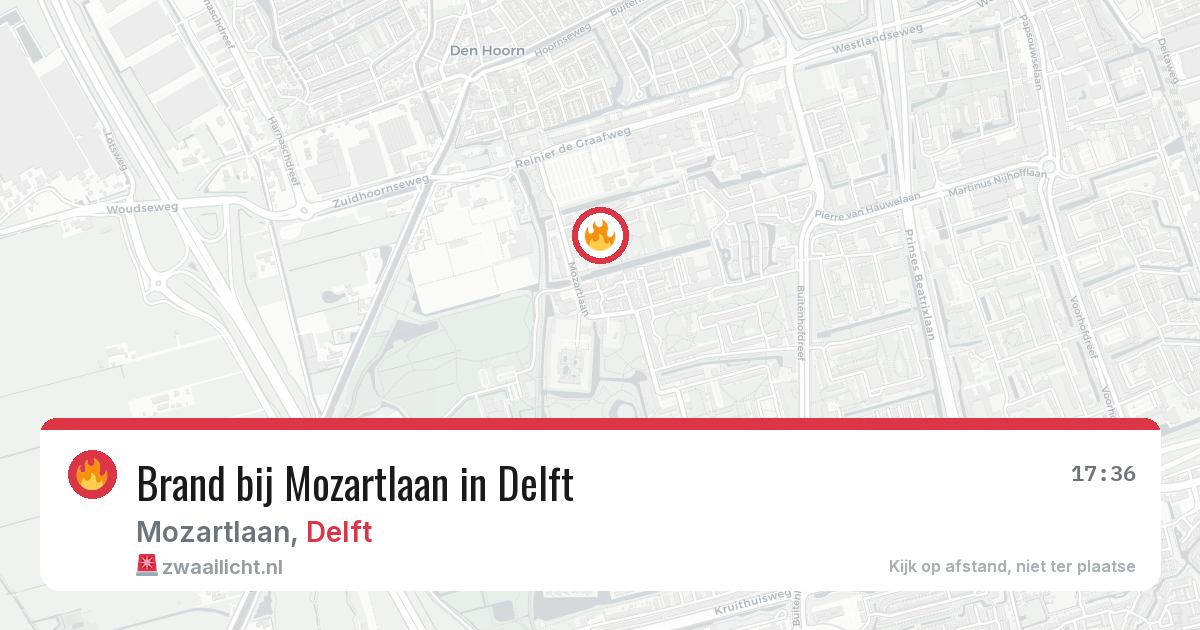 Brand bij Mozartlaan in Delft — 26 mei 2026