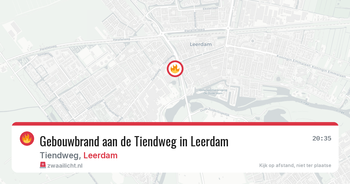 Gebouwbrand aan de Tiendweg in Leerdam — 16 feb 2026