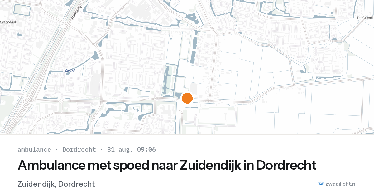 Ambulance met spoed naar Zuidendijk in Dordrecht — 31 aug 2026