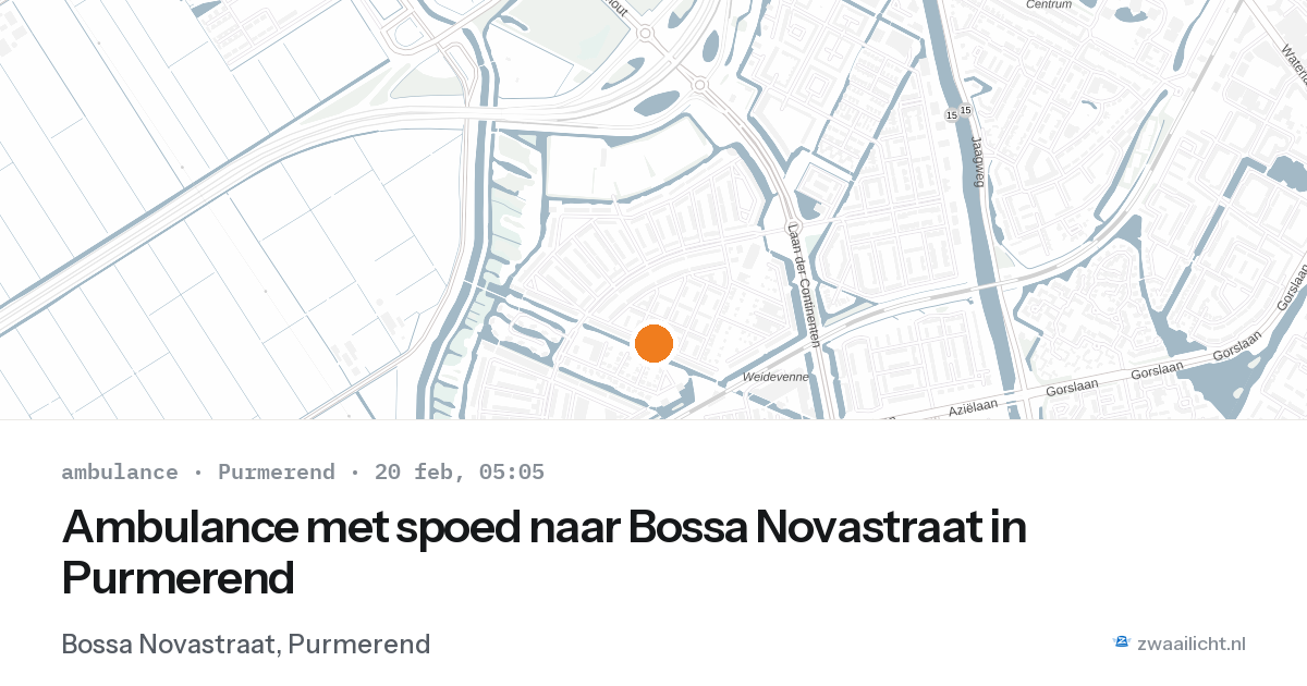 Ambulance met spoed naar Bossa Novastraat in Purmerend — 20 feb 2026