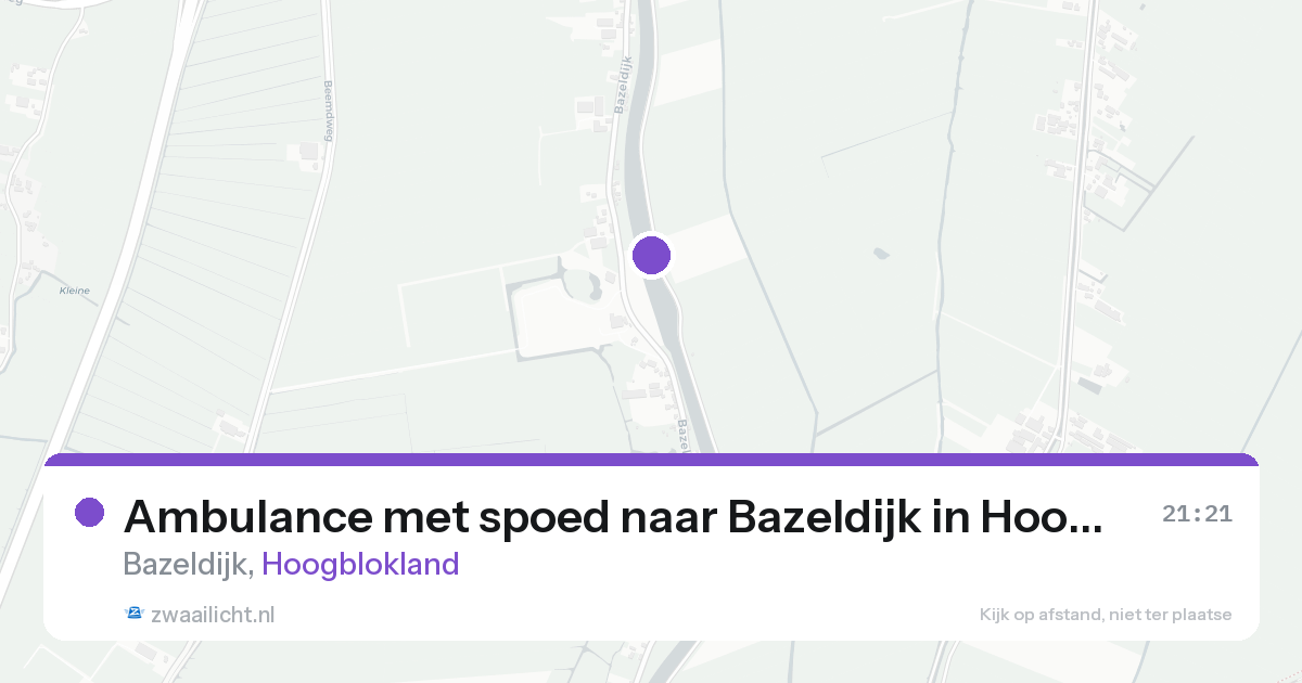 Ambulance met spoed naar Bazeldijk in Hoogblokland — 22 aug 2026