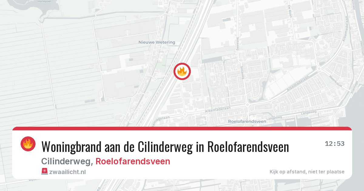 Woningbrand aan de Cilinderweg in Roelofarendsveen — 1 aug 2026