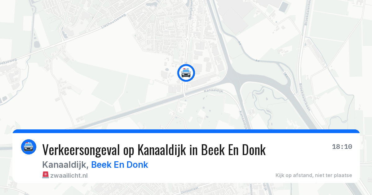 Verkeersongeval op Kanaaldijk in Beek En Donk — 14 jul 2026