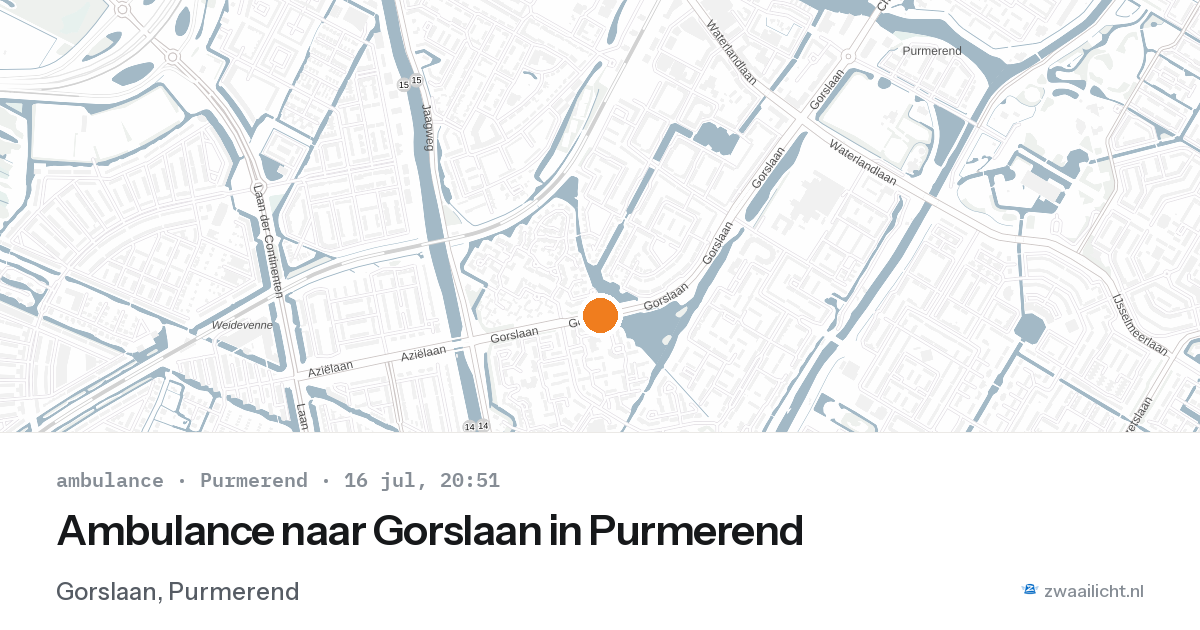Ambulance naar Gorslaan in Purmerend — 16 jul 2026