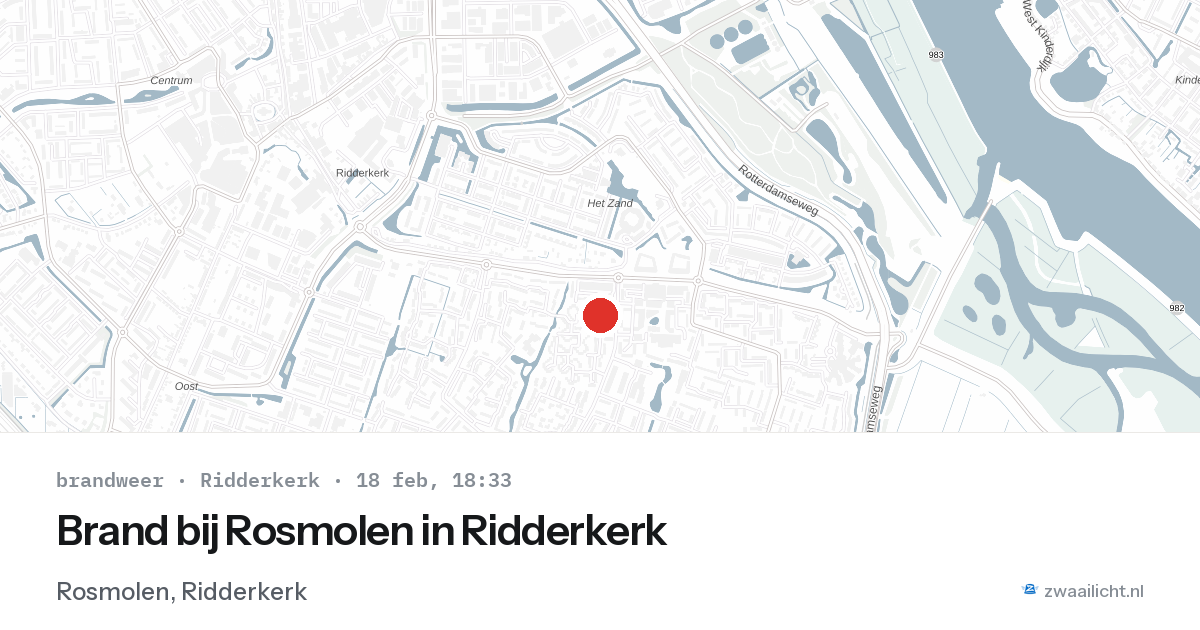 Brand bij Rosmolen in Ridderkerk — 18 feb 2026