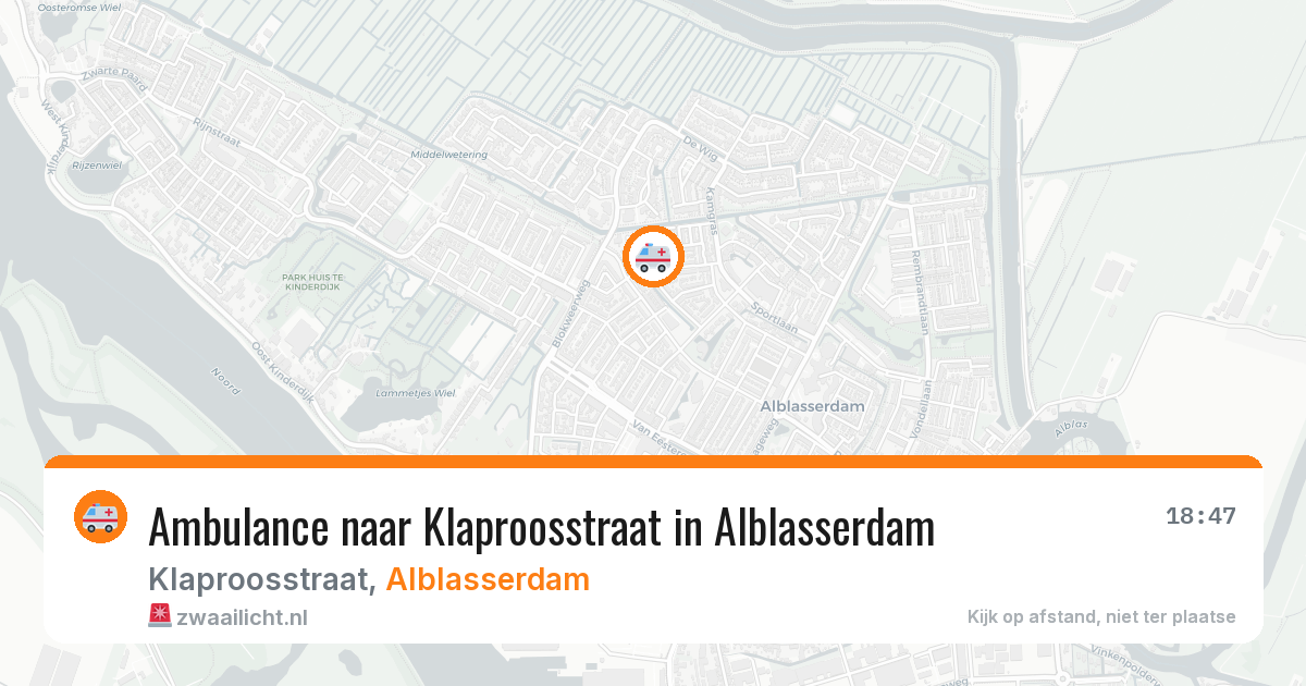 Ambulance naar Klaproosstraat in Alblasserdam — 18 jul 2026