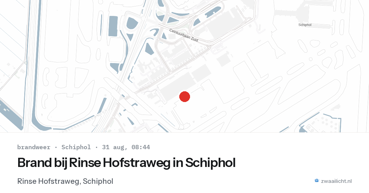 Brand bij Rinse Hofstraweg in Schiphol — 31 aug 2026