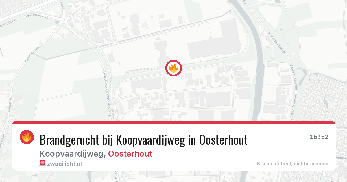 Brandgerucht bij Koopvaardijweg in Oosterhout — 7 jun 2026
