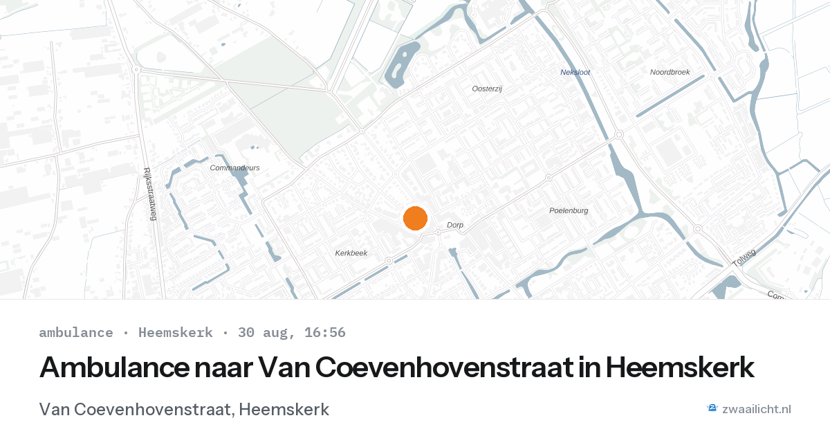 Ambulance naar Van Coevenhovenstraat in Heemskerk — 30 aug 2026