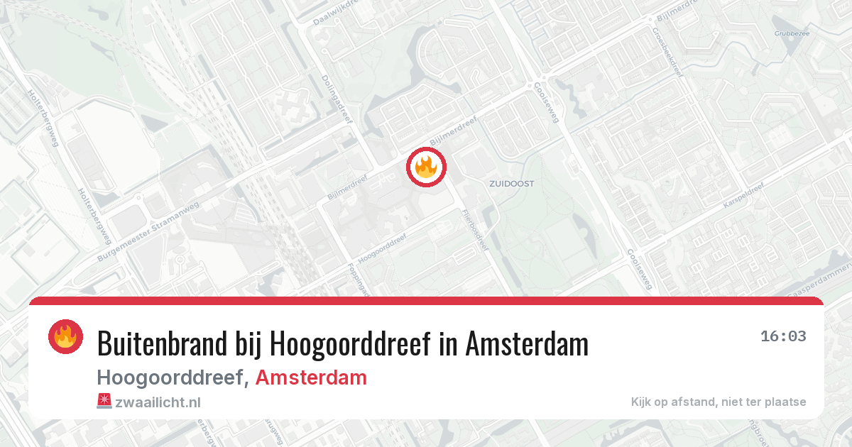 Buitenbrand bij Hoogoorddreef in Amsterdam — 7 apr 2026