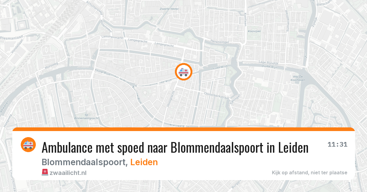Ambulance met spoed naar Blommendaalspoort in Leiden — 27 jul 2026