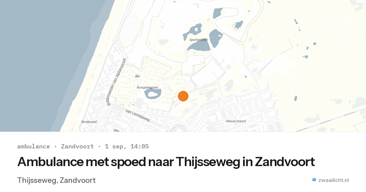 Ambulance met spoed naar Thijsseweg in Zandvoort — 1 sep 2026