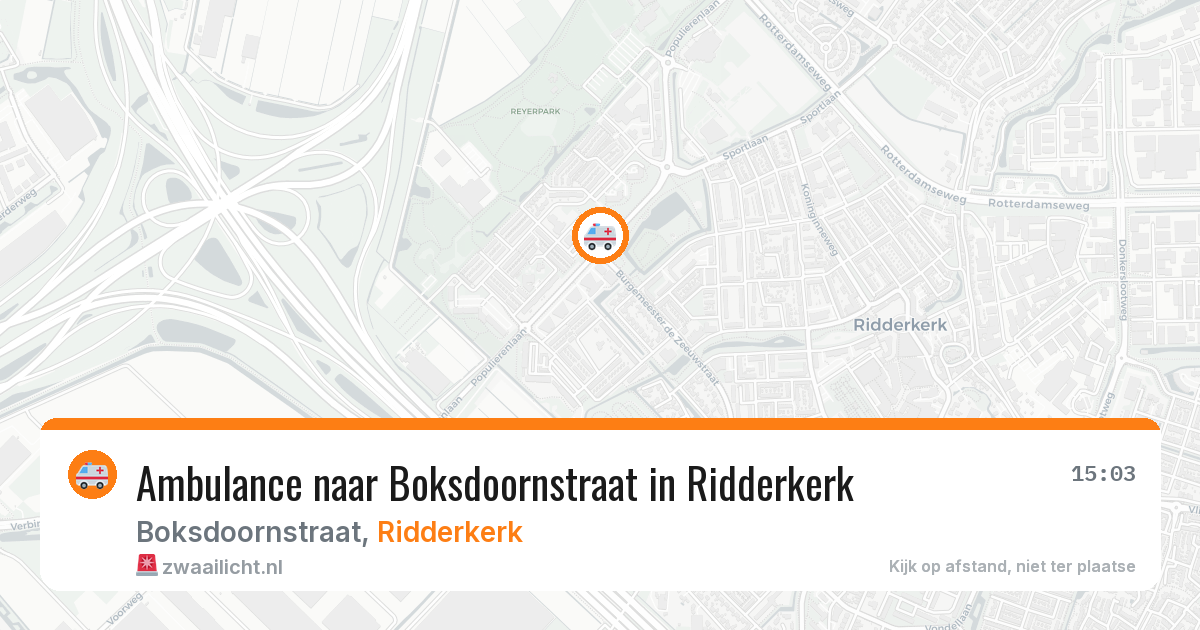 Ambulance naar Boksdoornstraat in Ridderkerk — 14 aug 2026