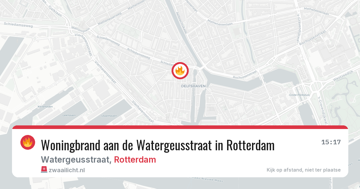Woningbrand aan de Watergeusstraat in Rotterdam — 15 jun 2026