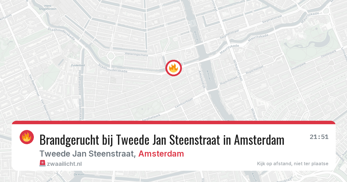 Brandgerucht bij Tweede Jan Steenstraat in Amsterdam — 22 mrt 2026