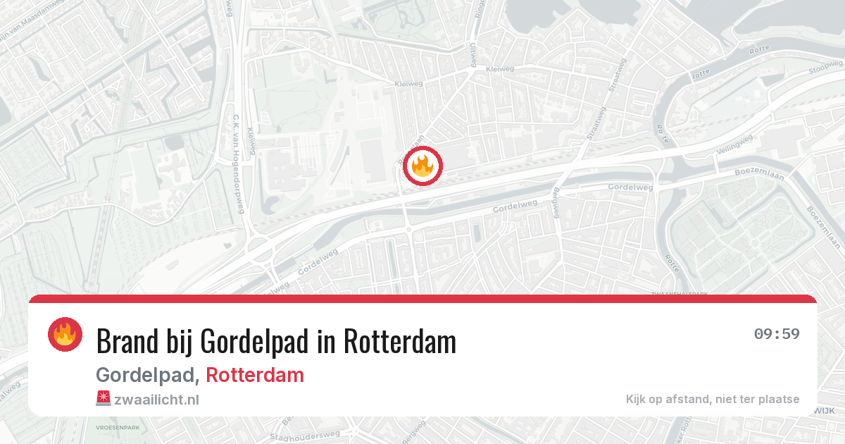 Brand bij Gordelpad in Rotterdam — 14 aug 2026