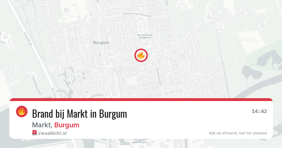 Brand bij Markt in Burgum — 14 jun 2026