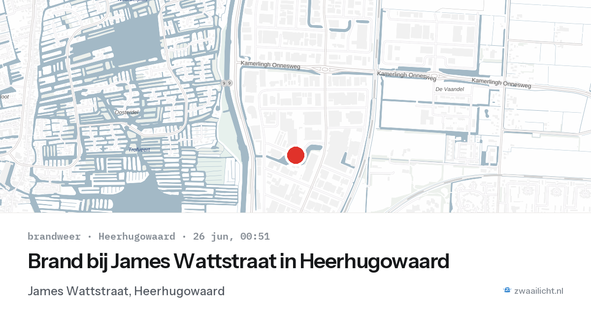 Brand bij James Wattstraat in Heerhugowaard — 25 jun 2026