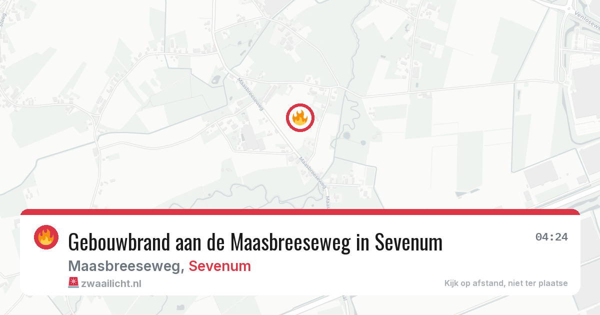 Gebouwbrand aan de Maasbreeseweg in Sevenum — 22 apr 2026