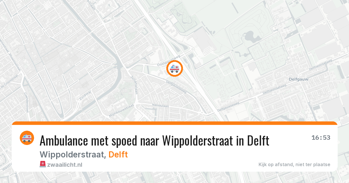 Ambulance met spoed naar Wippolderstraat in Delft — 26 jun 2026