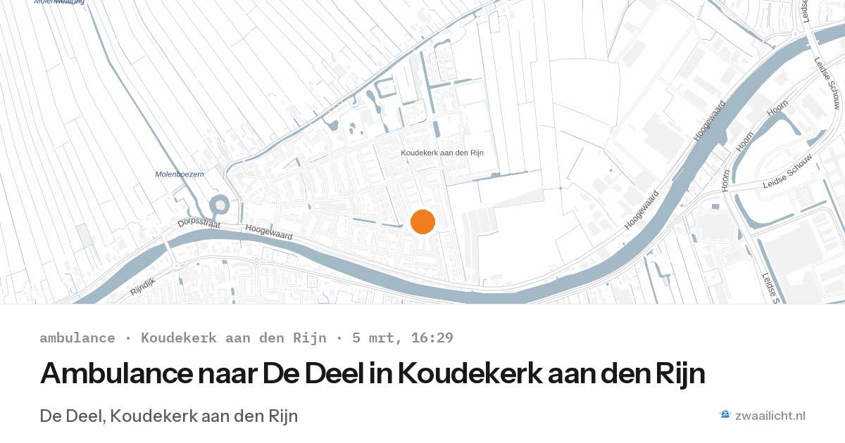 Ambulance naar De Deel in Koudekerk aan den Rijn — 20 feb 2026