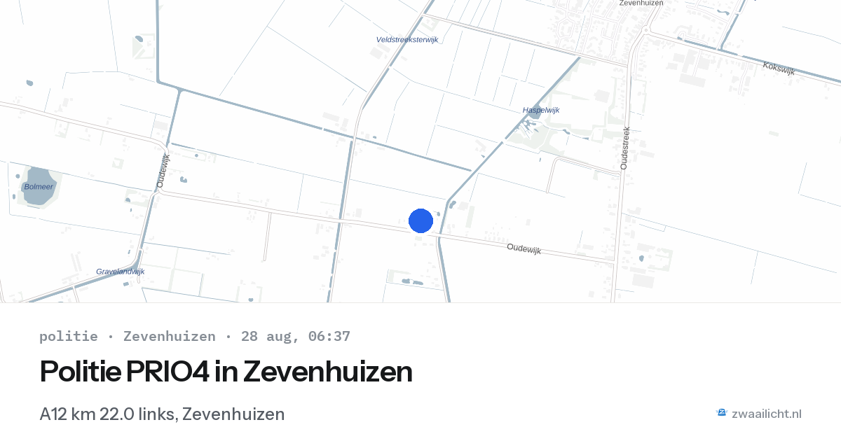 Politie PRIO4 in Zevenhuizen — 28 aug 2026 | 🚨 Zwaailicht.nl