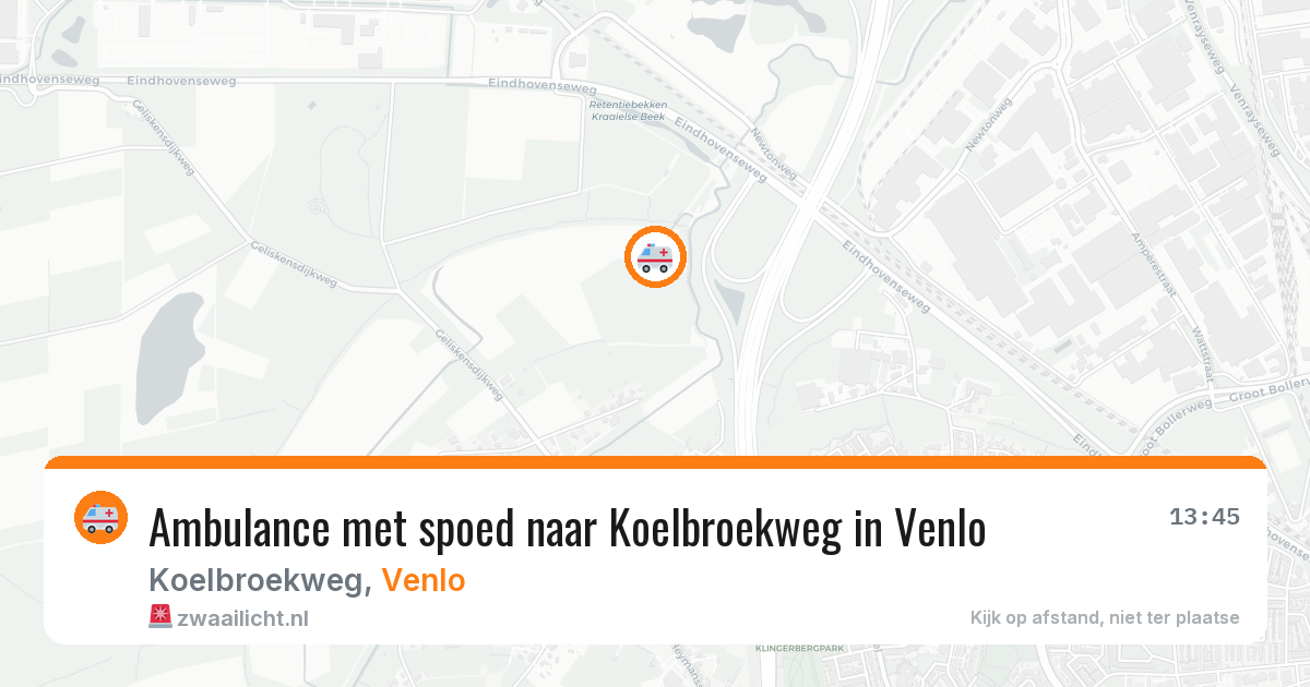 Ambulance met spoed naar Koelbroekweg in Venlo — 9 aug 2026