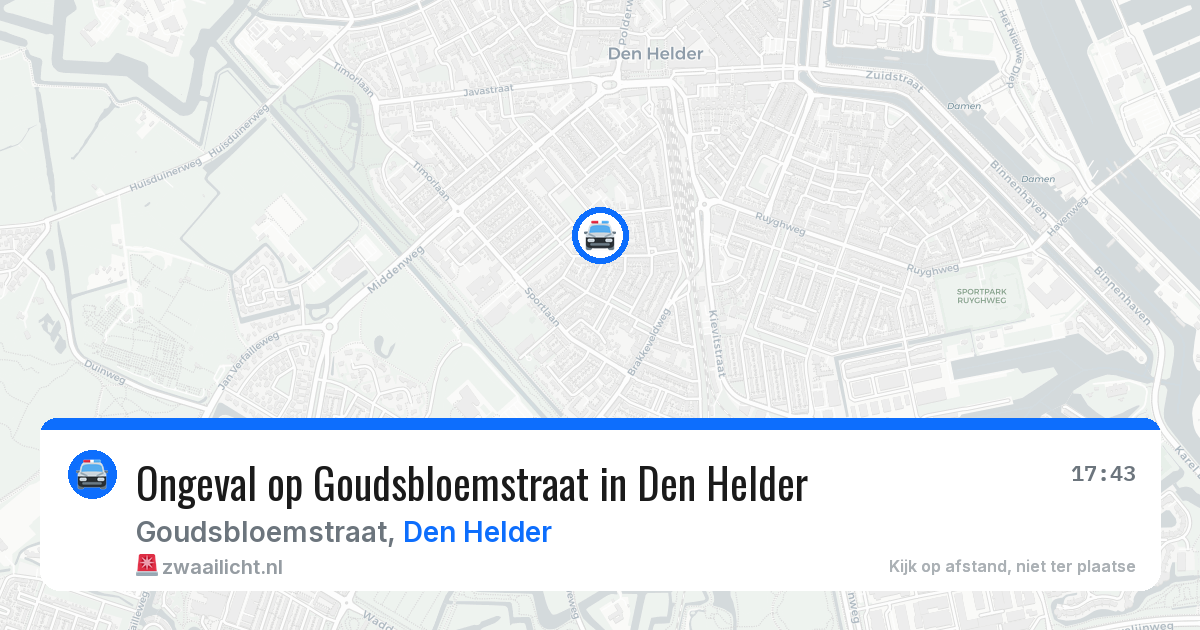 Ongeval op Goudsbloemstraat in Den Helder — 16 jul 2026