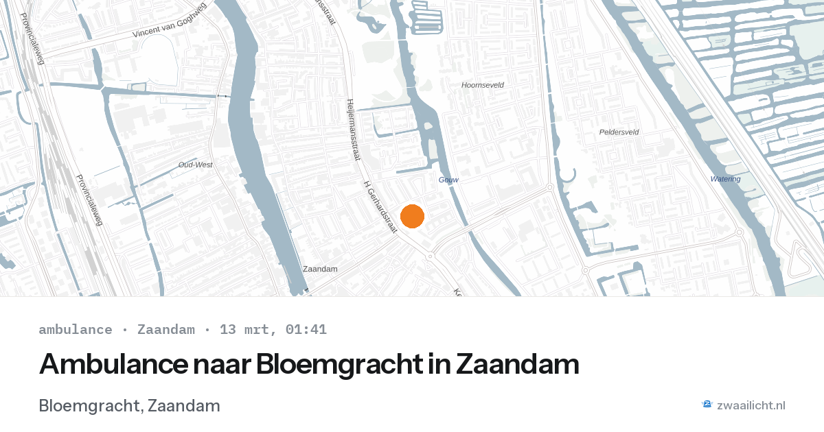 Ambulance naar Bloemgracht in Zaandam — 13 mrt 2026