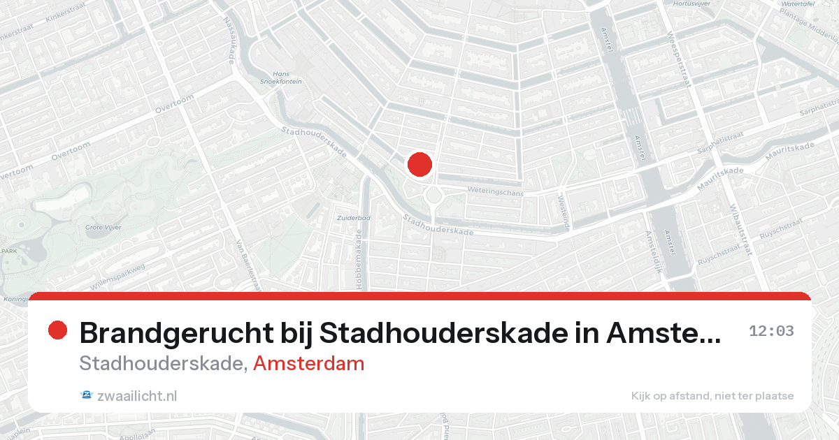 Brandgerucht bij Stadhouderskade in Amsterdam — 21 aug 2026
